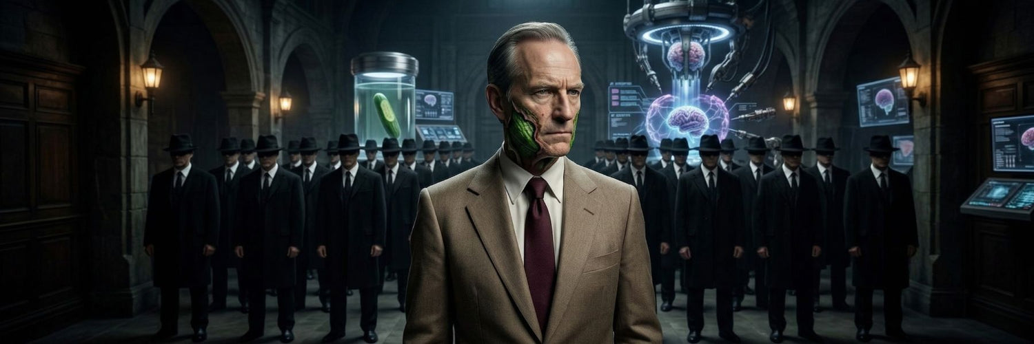 Alien AI Listening Room — immersive audiobook experience by JFK Løvlien, Book 2 of The Feeder Series, sci-fi thriller featuring alien AI infiltration, secret government programs, and the Martin dynasty
