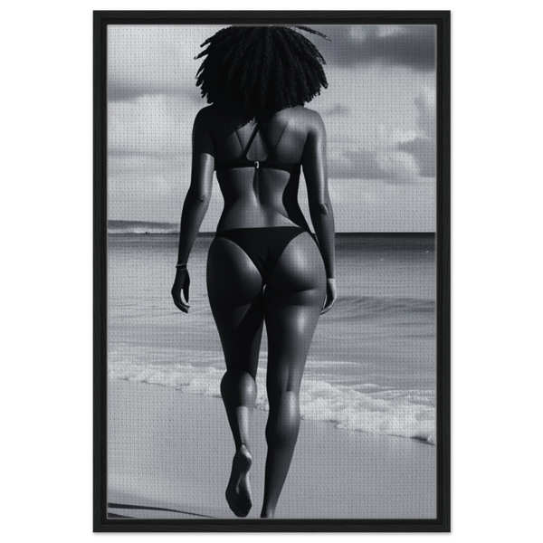 cinematic wall art of bella graves from the feeder series in tropical beach setting