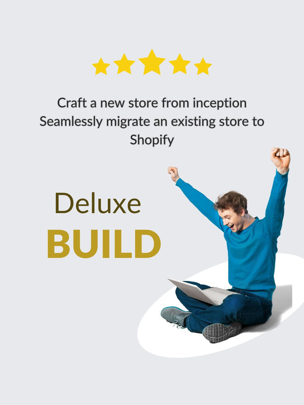 Person celebrating new Shopify store launch representing Deluxe Build Shopify setup service by JFK Løvlien