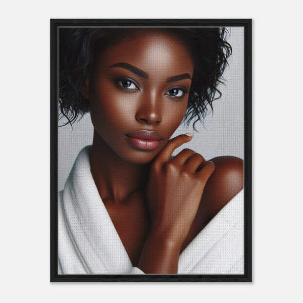 Portrait of Joanna Martin in White robe, close-up fine-art canvas print inspired by The Feeder Series by JFK Løvlien