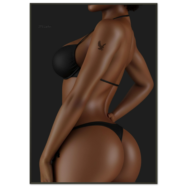 In your dreams mf luxe noir framed art print of woman in black lingerie by jfk løvlien