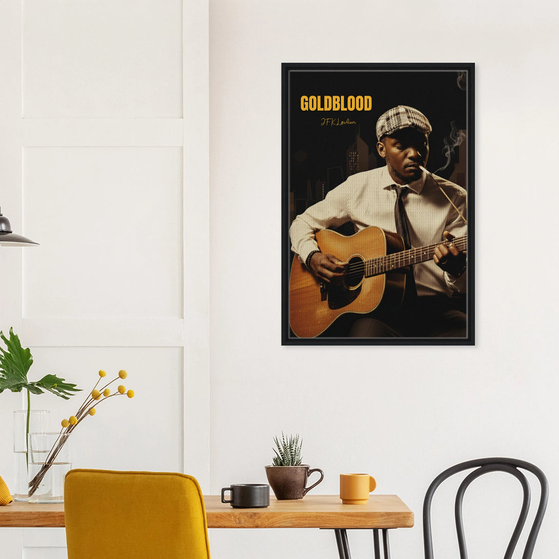 voodoo blues guitarist from goldblood art print by jfk løvlien