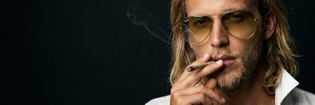 Leif Martin smoking a joint in sunglasses, from Nirvana Nights by JFK Løvlien
