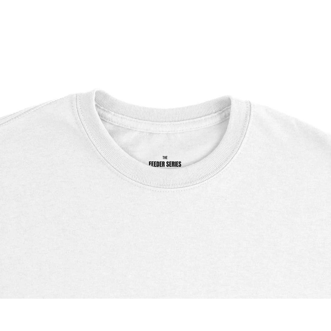 White t-shirt with 'The Feeder Series' logo on a white background