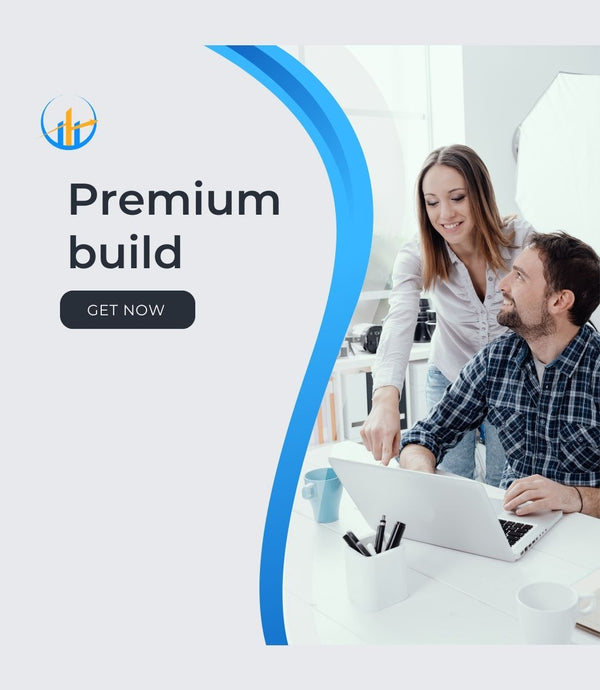 Two professionals planning Shopify website launch representing Premium Build store setup service by JFK Løvlien