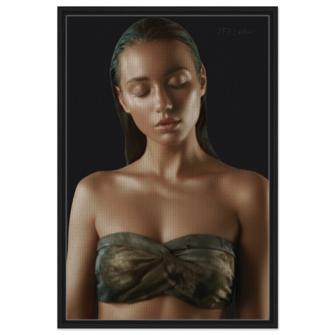 serene bronze-toned woman portrait from The Summoning of Gaia by JFK Løvlien in black frame