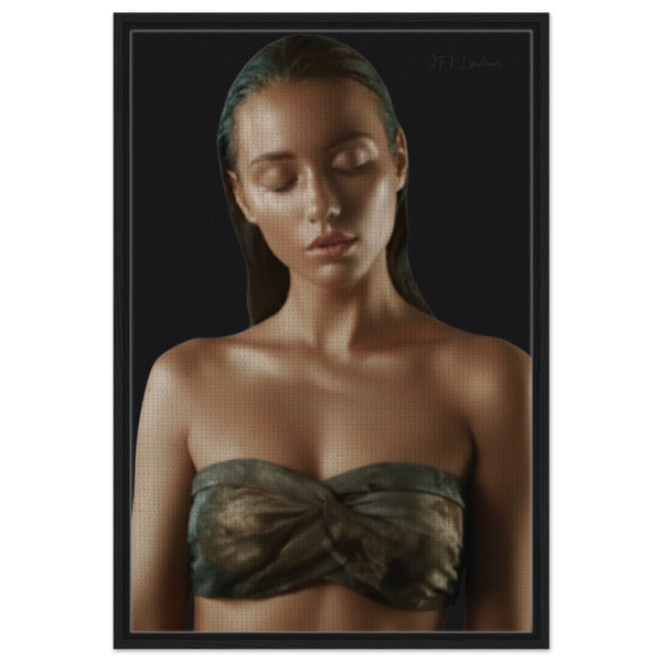 serene bronze-toned woman portrait from The Summoning of Gaia by JFK Løvlien in black frame