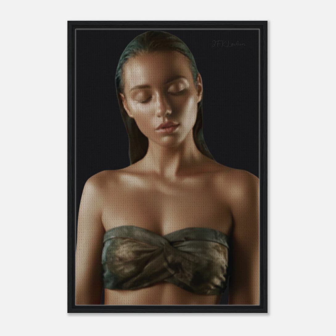 detailed close-up of The Summoning of Gaia art print showing bronze light and shadow contrast