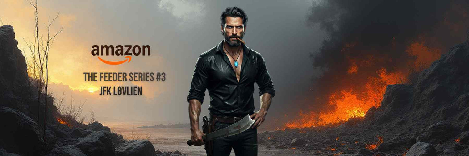 John Martin from The Feeder Series #3 by JFK Løvlien — cinematic Luxe Noir artwork promoting the novel available on Amazon.